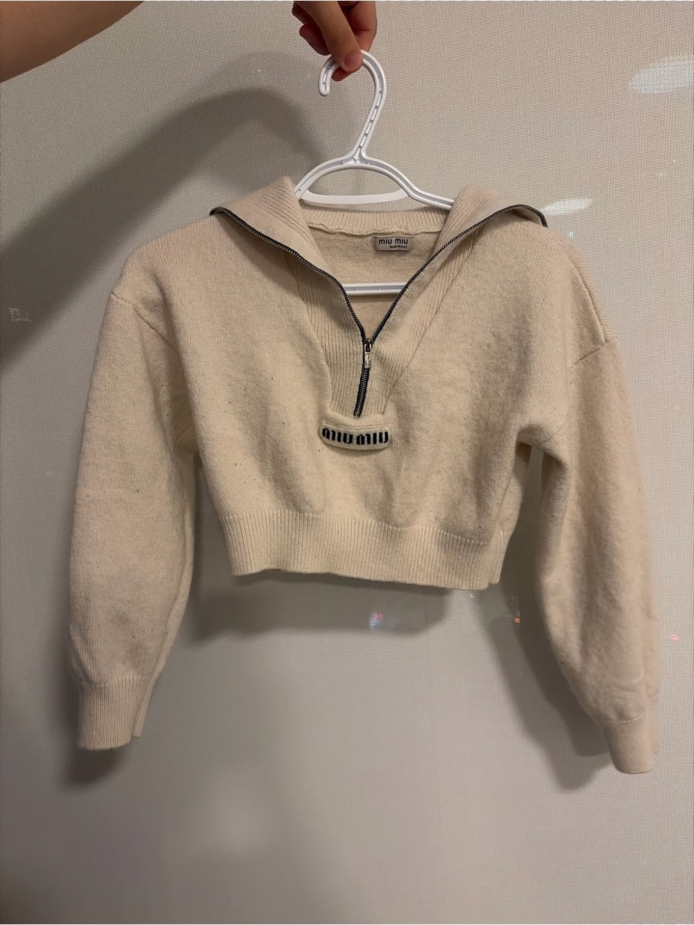 Miu Miu Cropped Quarter-Zip Sweater – Made in Italy